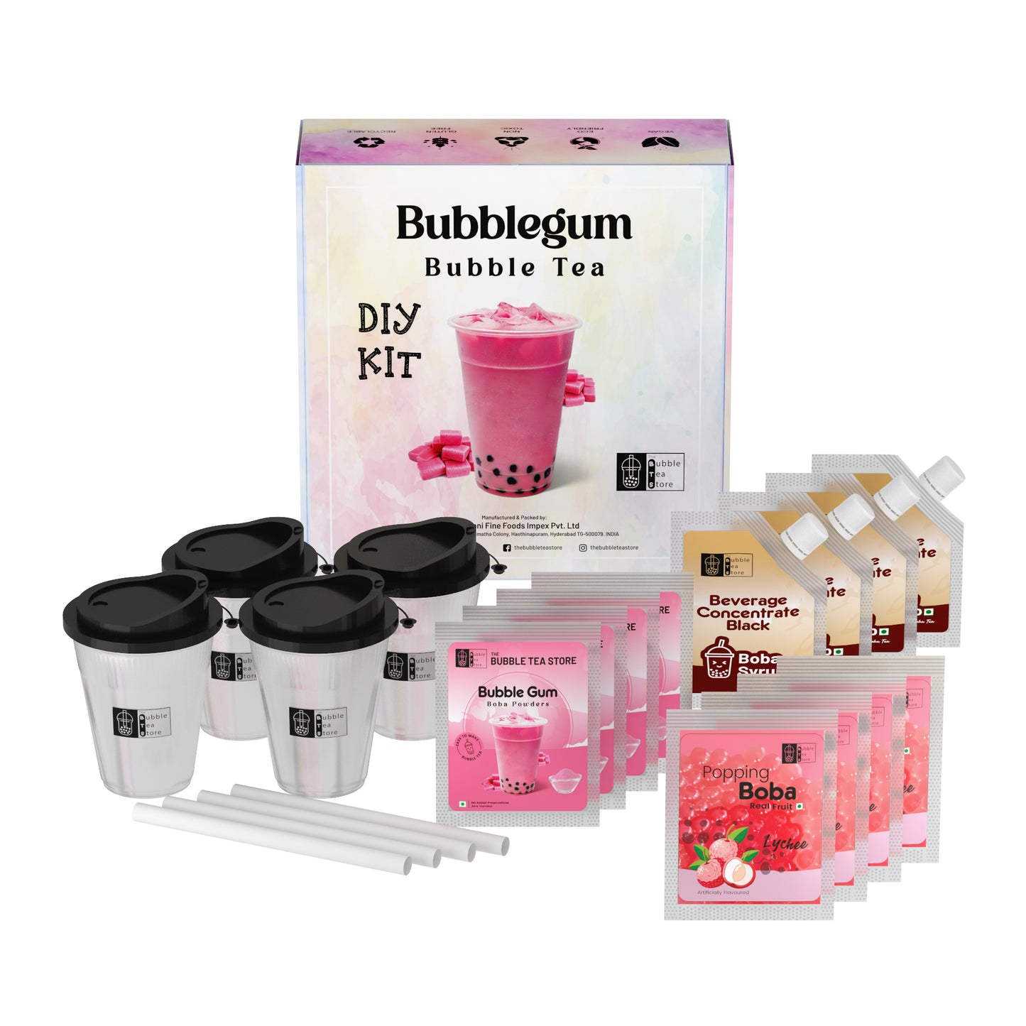 Bubblegum Bubble Tea DIY Kit | 4 Servings