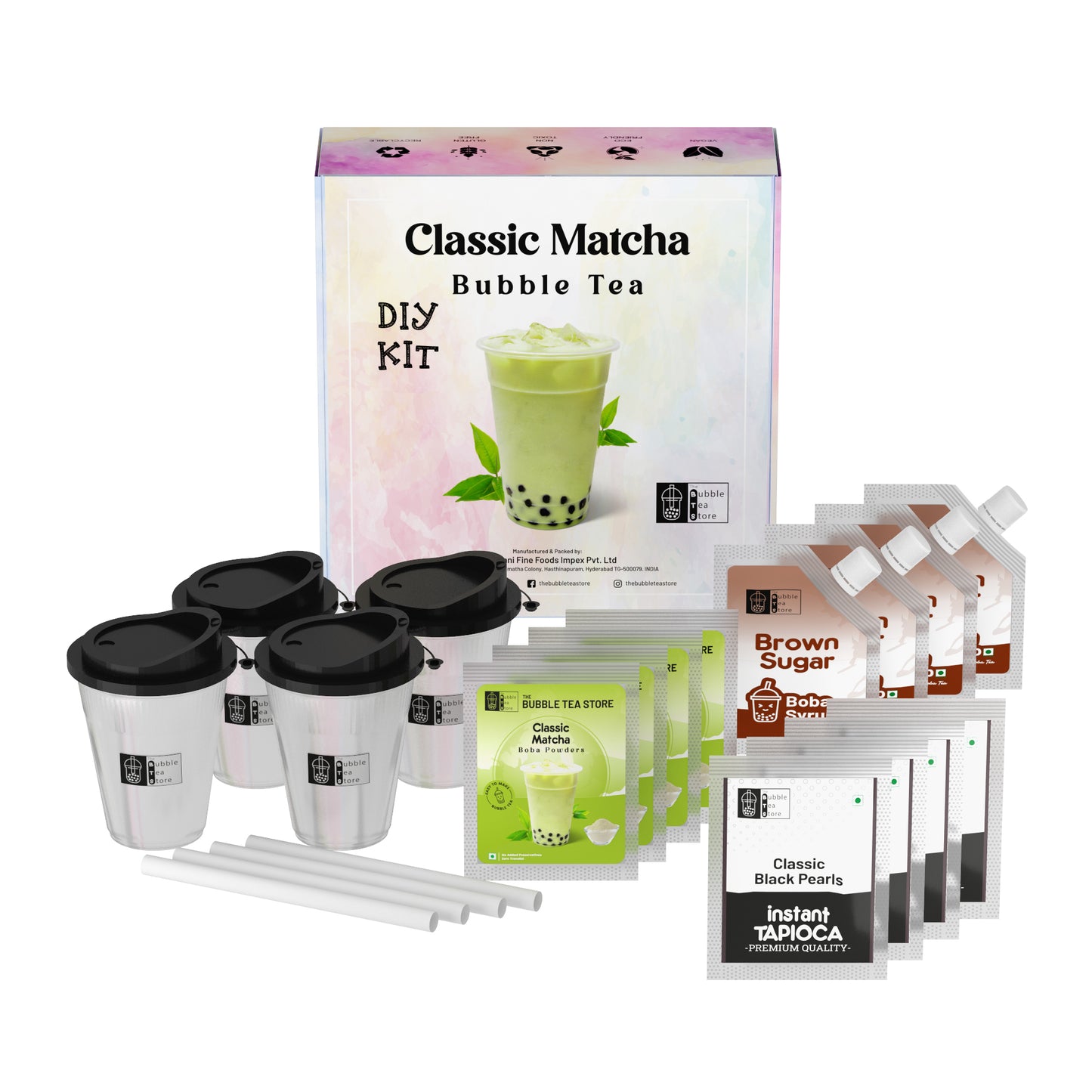 Classic Matcha Bubble Tea DIY Kit | 4 Servings