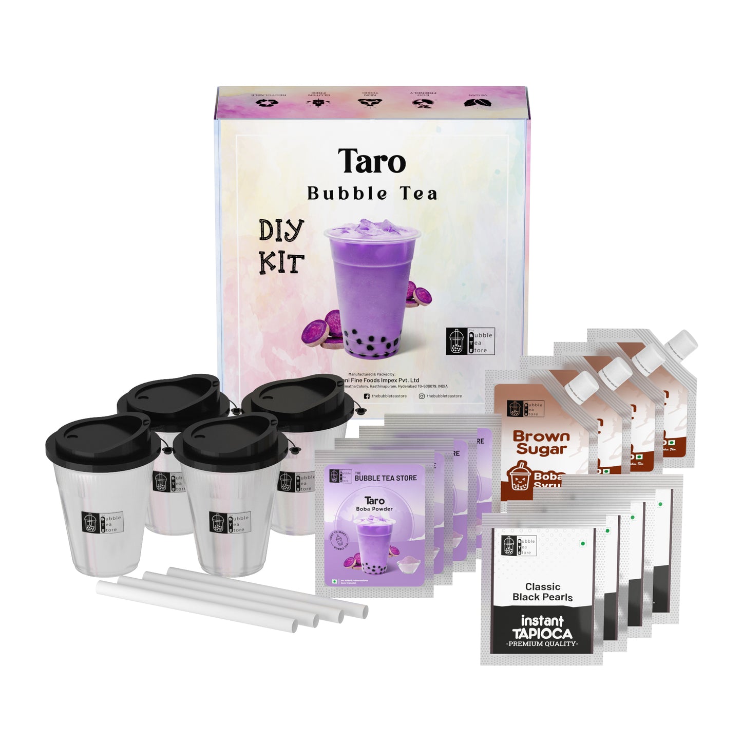 Taro Bubble Tea DIY Kit | 4 Servings